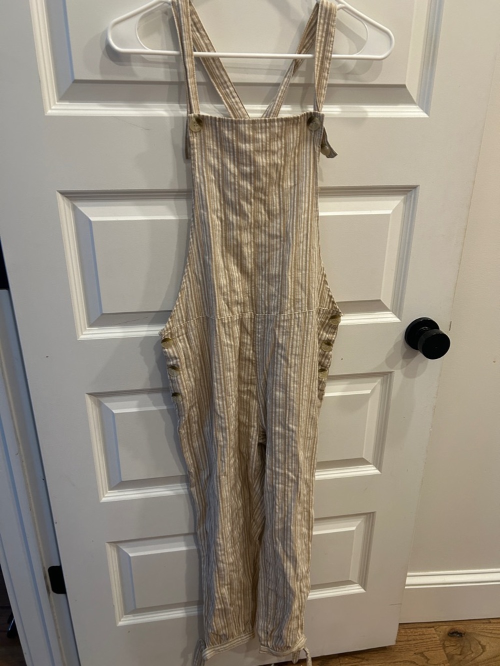 Rhythm Striped Beige Linen Overalls - Casual Jumpsuit